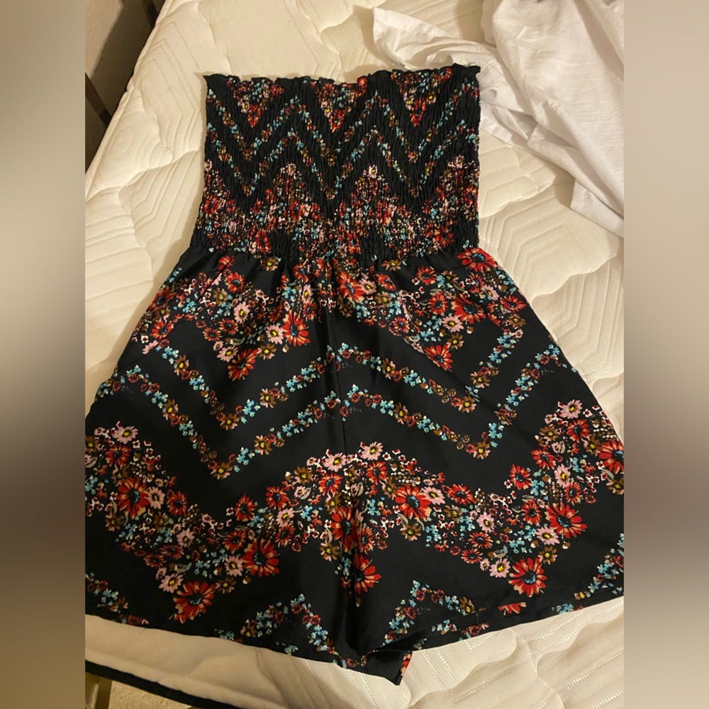 Floral black romper